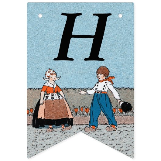 Bannière À Fanions Anniversaire Petit Néerlandais garçon et fille Rou (Premier drapeau)