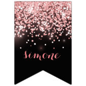 Bannière À Fanions Anniversaire rose or rose parties scintillant glam (Premier drapeau)