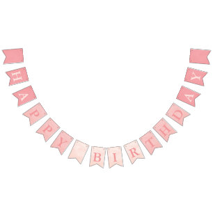 Bannière À Fanions Anniversaire texturisé rustique rose d'Ombre