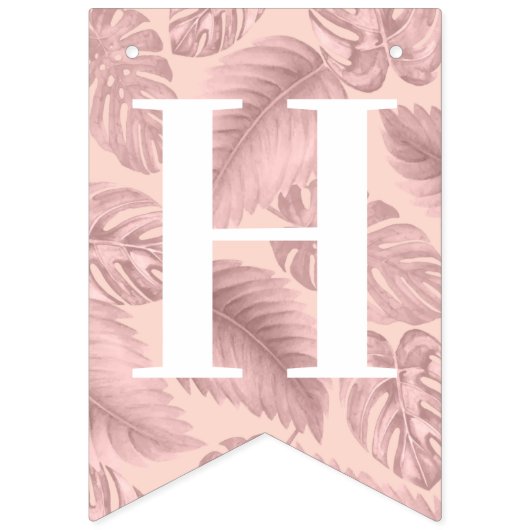 Bannière À Fanions Anniversaire tropical rose (Deuxième drapeau)