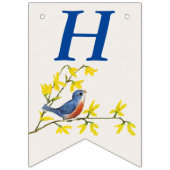 Bannière À Fanions AnniversaireOiseau rouge bleu sur Branche Fleurs j (Premier drapeau)