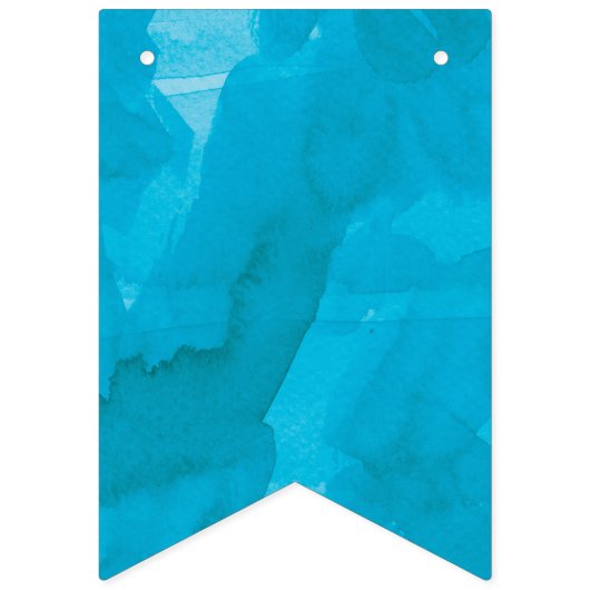 Bannière À Fanions Aquarelle bleu turquoise Joyeux anniversaire (Premier drapeau)