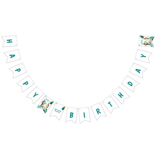 Bannière À Fanions Aquarelle Colorée Trex Dinosaur 1er anniversaire (Tout)