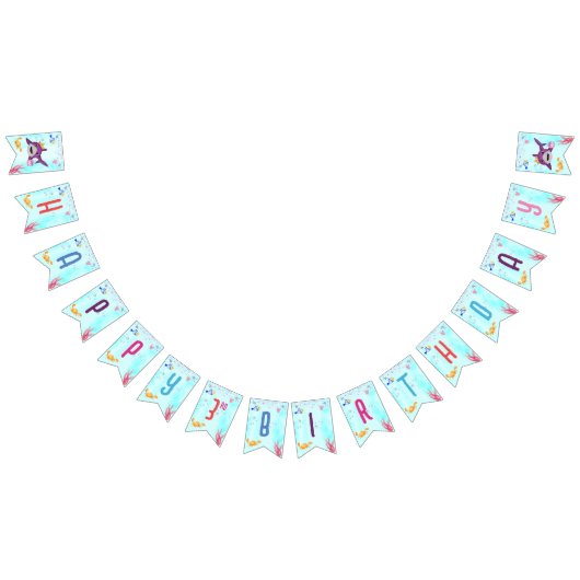 Bannière À Fanions Aquarelle coupe Birthday Sharthday Party (Tout)