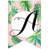 Bannière À Fanions Aquarelle de feuille de Flamant rose de rose de (Troisième drapeau)