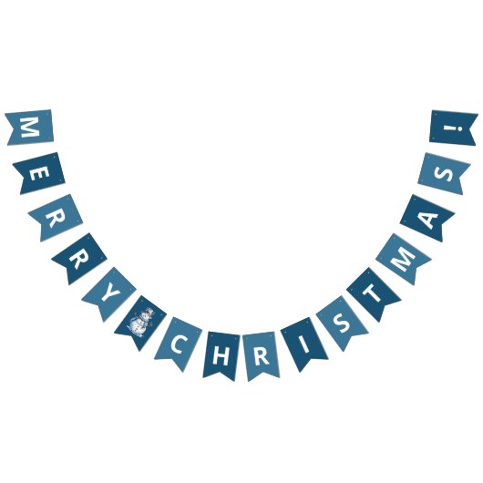 Bannière À Fanions Aquarelle de Noël classique Blue Snowman (Tout)