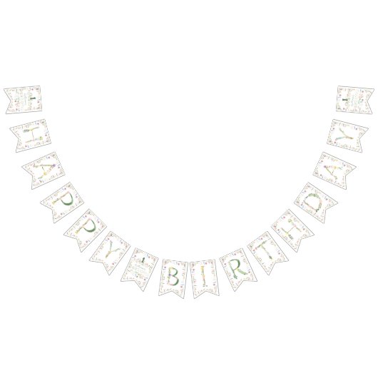 Bannière À Fanions Aquarelle florale Alphabet ABC Anniversaire (Tout)