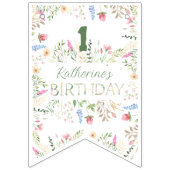 Bannière À Fanions Aquarelle florale Alphabet ABC Anniversaire (Premier drapeau)