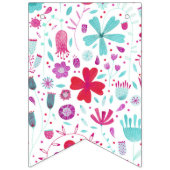 Bannière À Fanions Aquarelle Flower Meadow Turquoise (Premier drapeau)