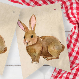 Bannière À Fanions Aquarelle Lapin De Pâques.
