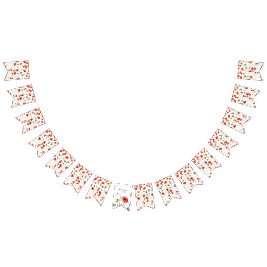 Bannière À Fanions Aquarelle Poppy fleurs sauvages rouges été (Tout)