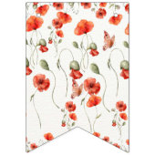 Bannière À Fanions Aquarelle Poppy fleurs sauvages rouges été (Deuxième drapeau)
