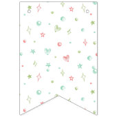 Bannière À Fanions Aquarelle rose Axolotl fête d'anniversaire (Premier drapeau)