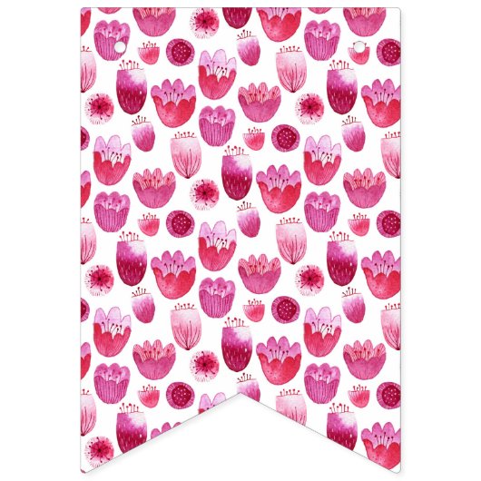 Bannière À Fanions Aquarelle rose Fleur (Deuxième drapeau)