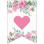 Bannière À Fanions Aquarelle rose L'amour fleurit Mariage pour toujou (Premier drapeau)