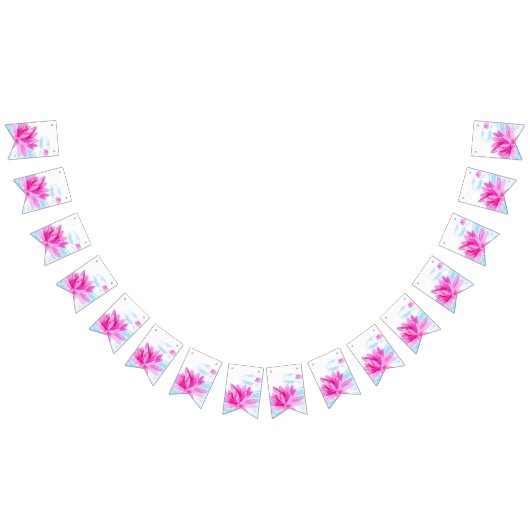 Bannière À Fanions Aquarelle rose Lotus (Tout)