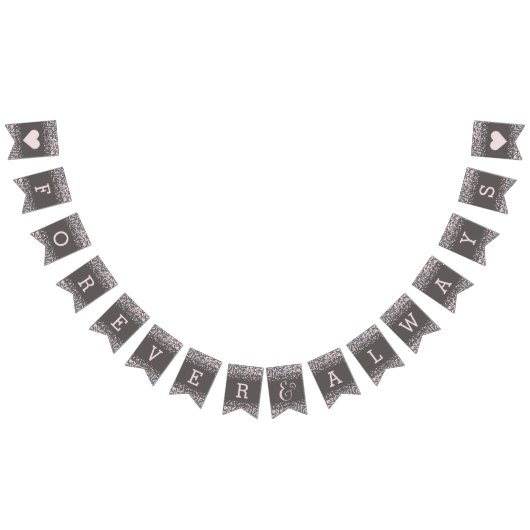 Bannière À Fanions Aquarelle rose pâle Confetti Mariage pour toujours (Tout)