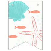 Bannière À Fanions Aquarelle turquoise et orange Ocean Bunthday (Premier drapeau)