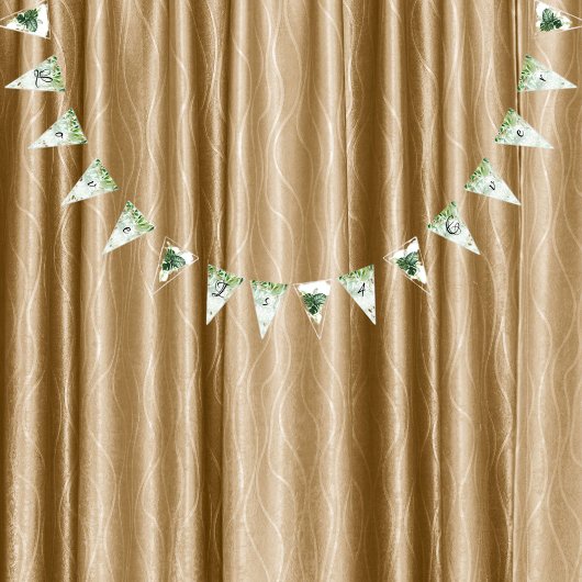 Bannière À Fanions Aquarelle verte tropicale Monstera Décor Mariage