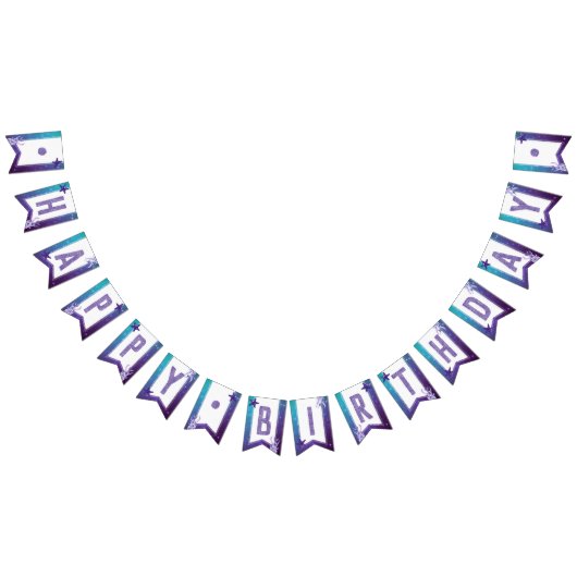 Bannière À Fanions Aquarelle violette et Turquoise Starfish Joyeux an (Tout)