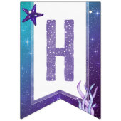 Bannière À Fanions Aquarelle violette et Turquoise Starfish Joyeux an (Deuxième drapeau)