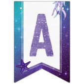 Bannière À Fanions Aquarelle violette et Turquoise Starfish Joyeux an (Troisième drapeau)