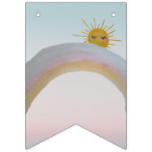 Bannière À Fanions Arc-ciel personnalisé-nuages-soleil thème-rose&ble (Troisième drapeau)