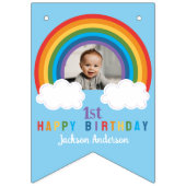 Bannière À Fanions Arche arc-en-ciel sur les nuages Premier anniversa (Premier drapeau)