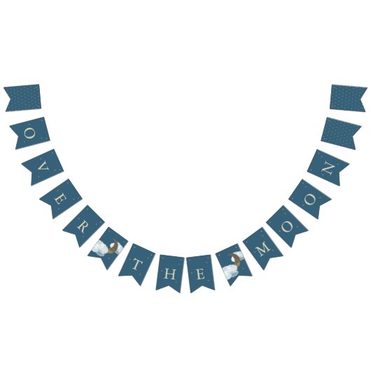 Bannière À Fanions Au-dessus du Baby shower de la Lune Pavillon bleu (Tout)