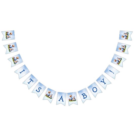 Bannière À Fanions Baby and Bulldog Puppy C'est un Baby shower garçon (Tout)