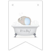Bannière À Fanions Baby shower bébé éléphant bulle garçon de bain (Premier drapeau)