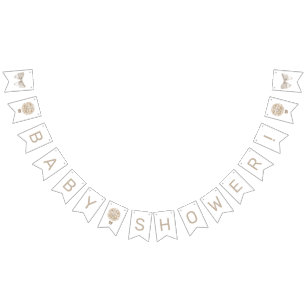 Bannière À Fanions Baby shower Beige Hot Air Balloon