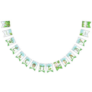 Bannière À Fanions Baby shower bienvenu de jungle de safari d'animaux