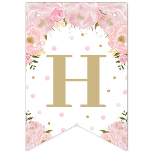 Bannière À Fanions Baby shower d'anniversaire de Bunny Lapin Floral r (Deuxième drapeau)