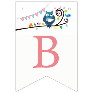 Bannière À Fanions Baby shower de Chouette lunaire