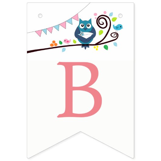 Bannière À Fanions Baby shower de Chouette lunaire (Troisième drapeau)
