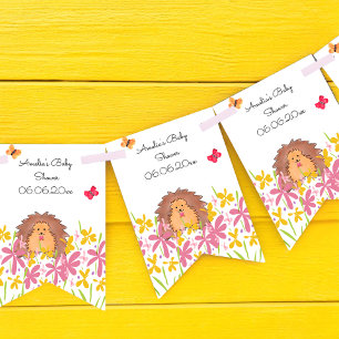 Bannière À Fanions Baby shower de hérisson mignon Personnalisé