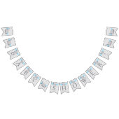 Bannière À Fanions Baby shower d'éléphant bleu, gris blanc (Tout)