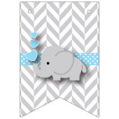 Bannière À Fanions Baby shower d'éléphant bleu, gris blanc (Deuxième drapeau)