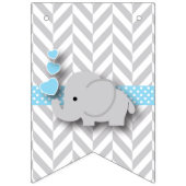 Bannière À Fanions Baby shower d'éléphant bleu, gris blanc (Premier drapeau)