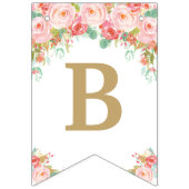 Bannière À Fanions Baby shower d'éléphant floral rose (Deuxième drapeau)