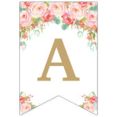 Bannière À Fanions Baby shower d'éléphant floral rose (Troisième drapeau)