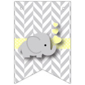Bannière À Fanions Baby shower d'éléphant gris jaune et blanc (Premier drapeau)