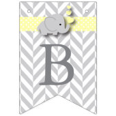 Bannière À Fanions Baby shower d'éléphant gris jaune et blanc (Troisième drapeau)
