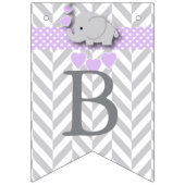 Bannière À Fanions Baby shower d'éléphant gris mauve et blanc (Troisième drapeau)