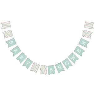 Bannière À Fanions Baby shower en bord de mer Pastel Mint Stripe