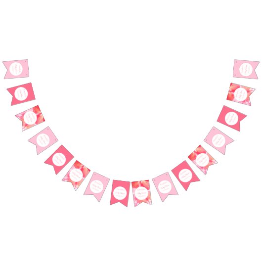 Bannière À Fanions Baby shower en fleurs roses (Tout)