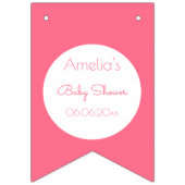 Bannière À Fanions Baby shower en fleurs roses (Deuxième drapeau)