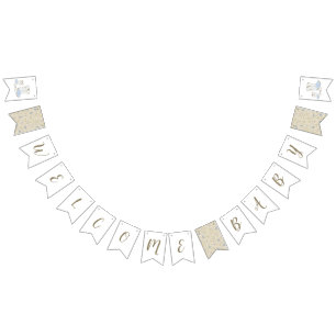 Bannière À Fanions Baby shower français de Bulldog Frenchie Blue