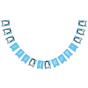 Bannière À Fanions Baby shower français de Bulldog Frenchie Blue